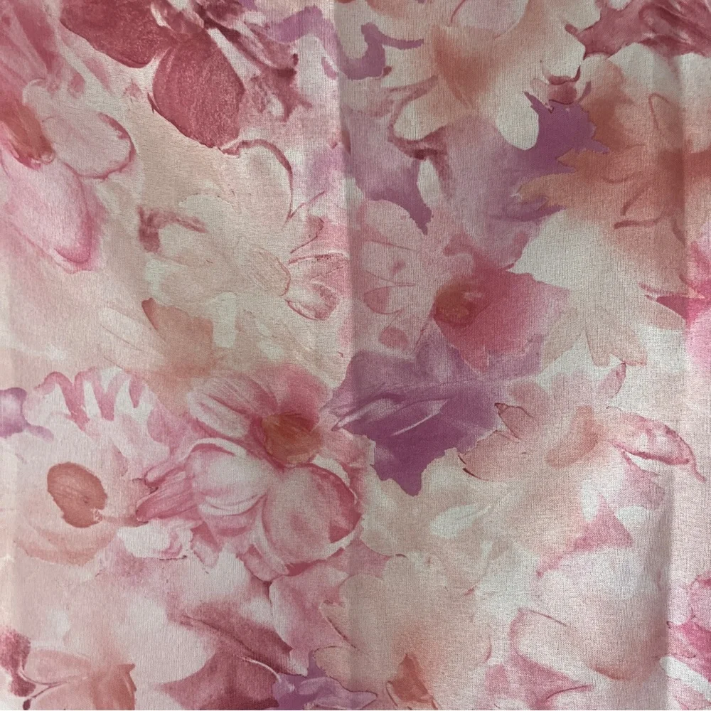 Sheer Pink Floral Square Scarf Lightweight Colorful